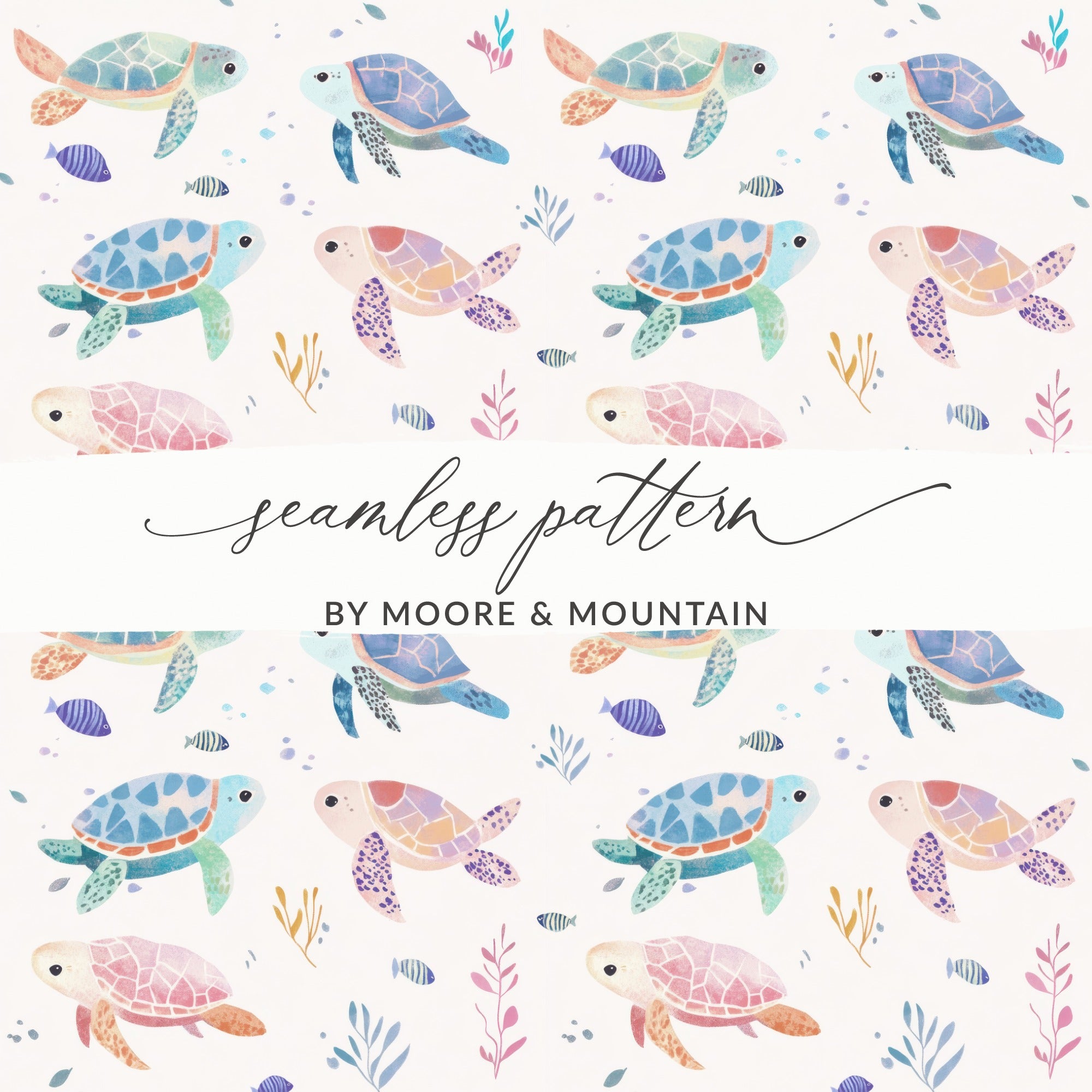 Colorful Sea Turtle Seamless Pattern Design Art