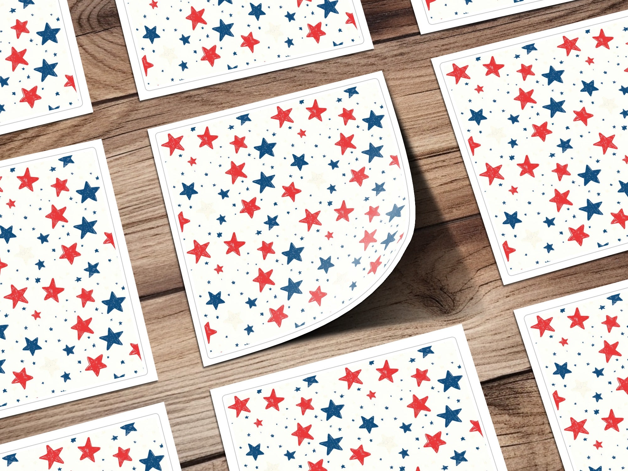 Red and Blue Stars Pattern Stickers Party Decorations
