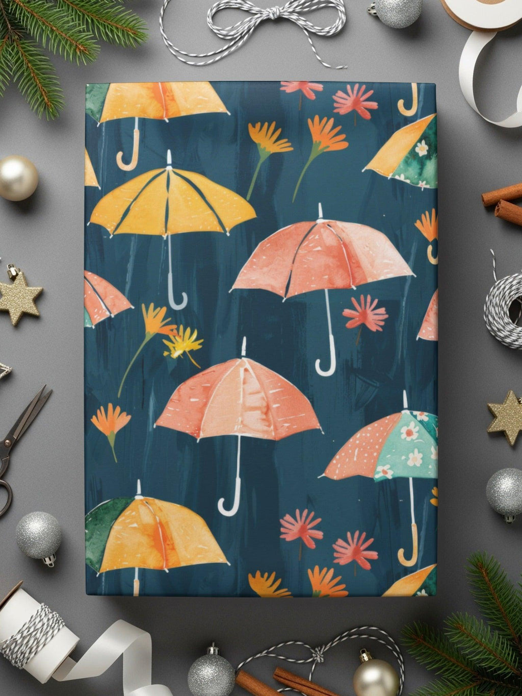 Umbrella Digital Paper, Seamless Pattern File, Floral Digital Download, Watercolor Texture Pattern, Fabric Design, Scrapbook Paper - Moore and Mountain
