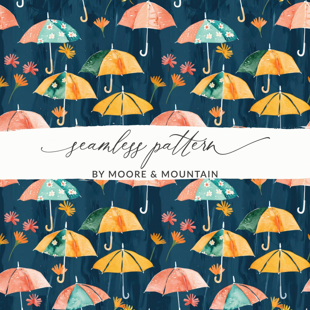Umbrella Digital Paper, Seamless Pattern File, Floral Digital Download, Watercolor Texture Pattern, Fabric Design, Scrapbook Paper - Moore and Mountain