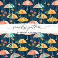 Umbrella Digital Paper, Seamless Pattern File, Floral Digital Download, Watercolor Texture Pattern, Fabric Design, Scrapbook Paper - Moore and Mountain