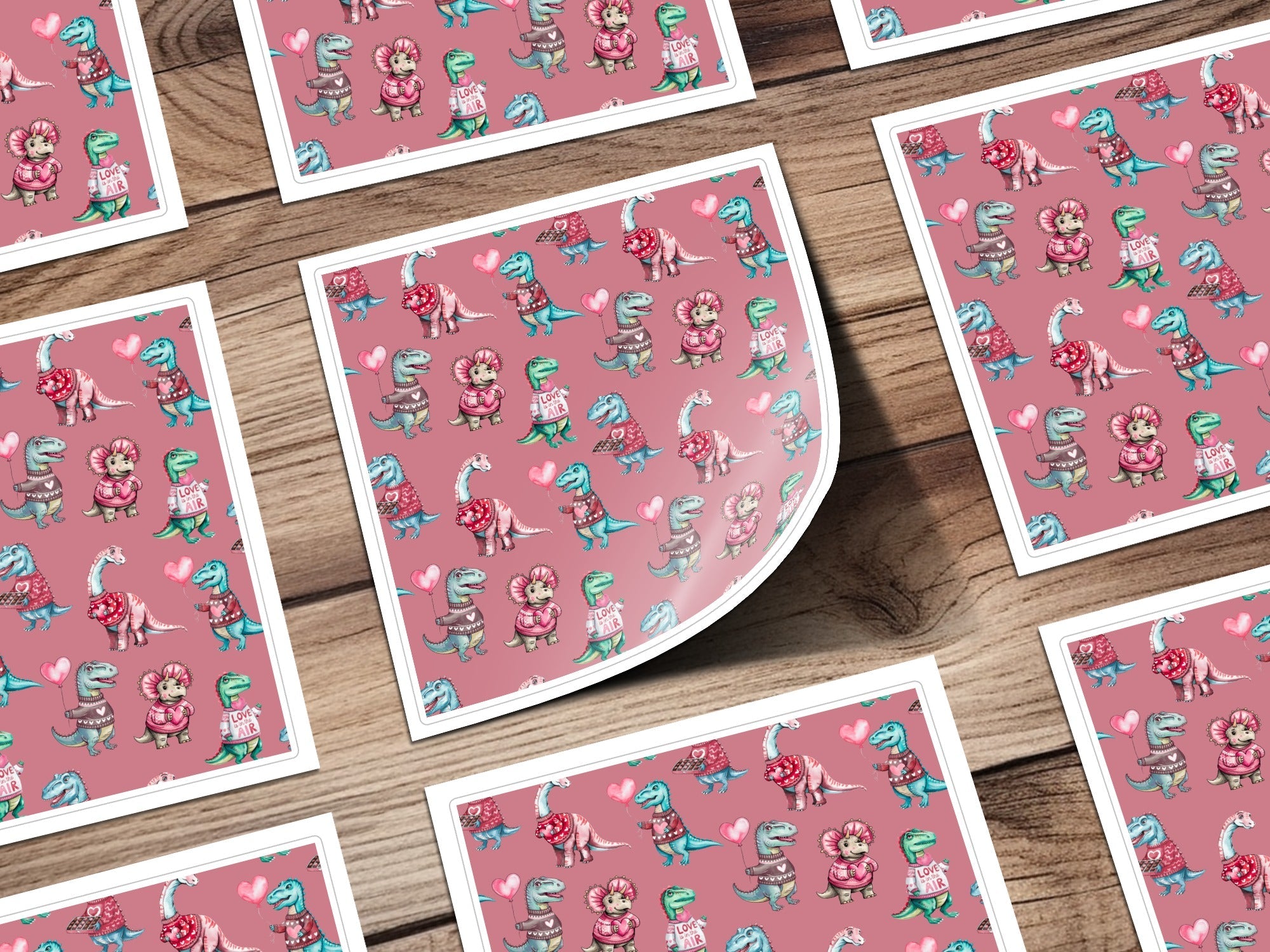 Valentine Dinosaur Seamless Pattern, Cute Dino Digital Paper, Kids Fabric Design, Love Heart Patterns, Reptile Clipart, Digital Download - Moore and Mountain