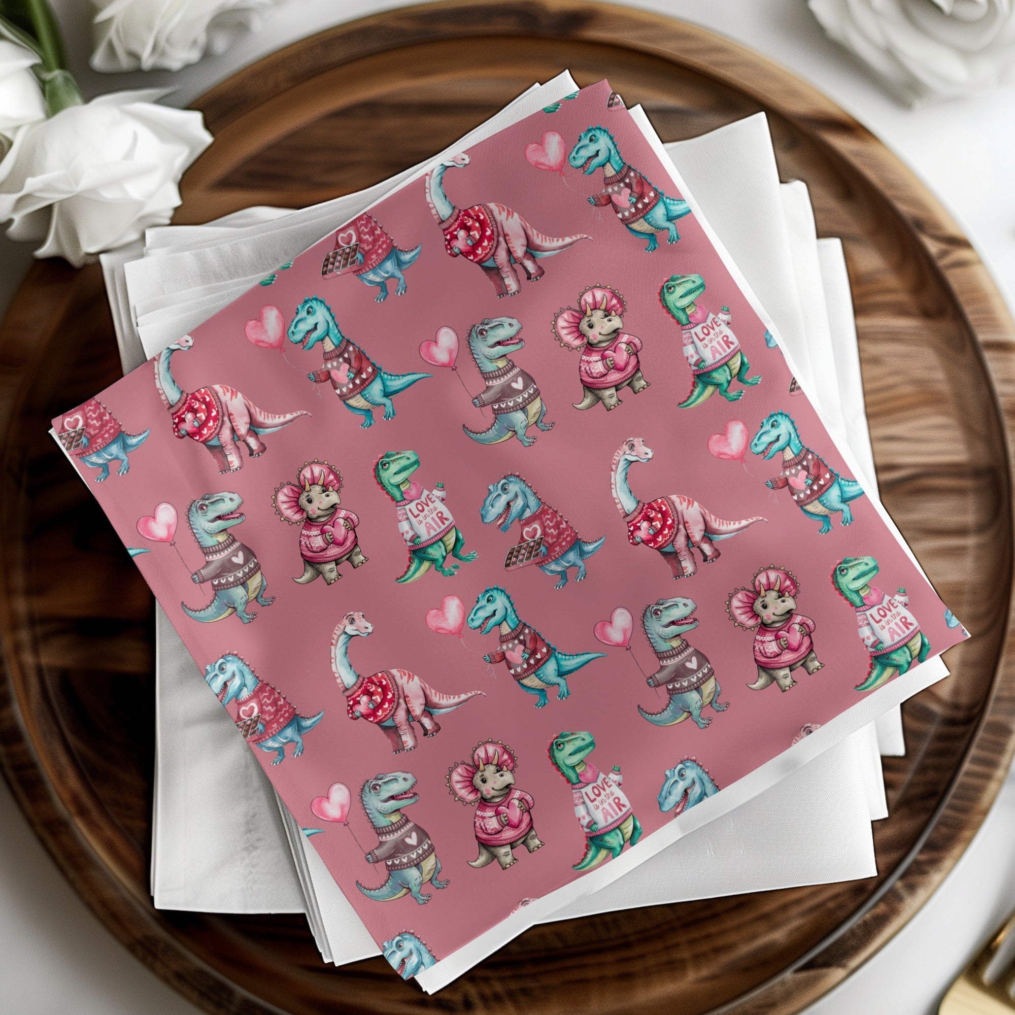 Valentine Dinosaur Seamless Pattern, Cute Dino Digital Paper, Kids Fabric Design, Love Heart Patterns, Reptile Clipart, Digital Download - Moore and Mountain