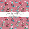 Valentine Dinosaur Seamless Pattern, Cute Dino Digital Paper, Kids Fabric Design, Love Heart Patterns, Reptile Clipart, Digital Download - Moore and Mountain