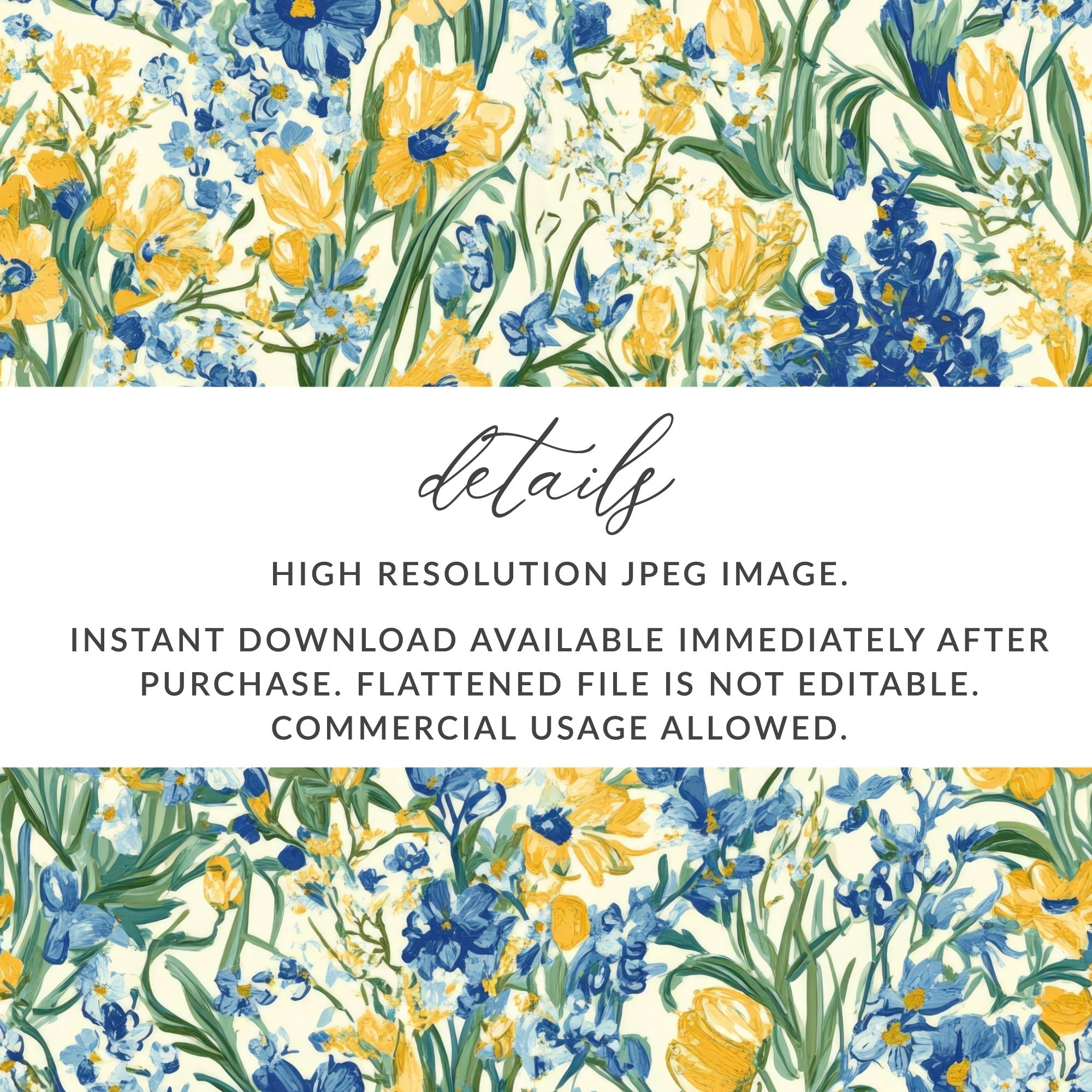 Van Gogh Seamless Pattern Blue Yellow Floral Seamless - Moore and Mountain