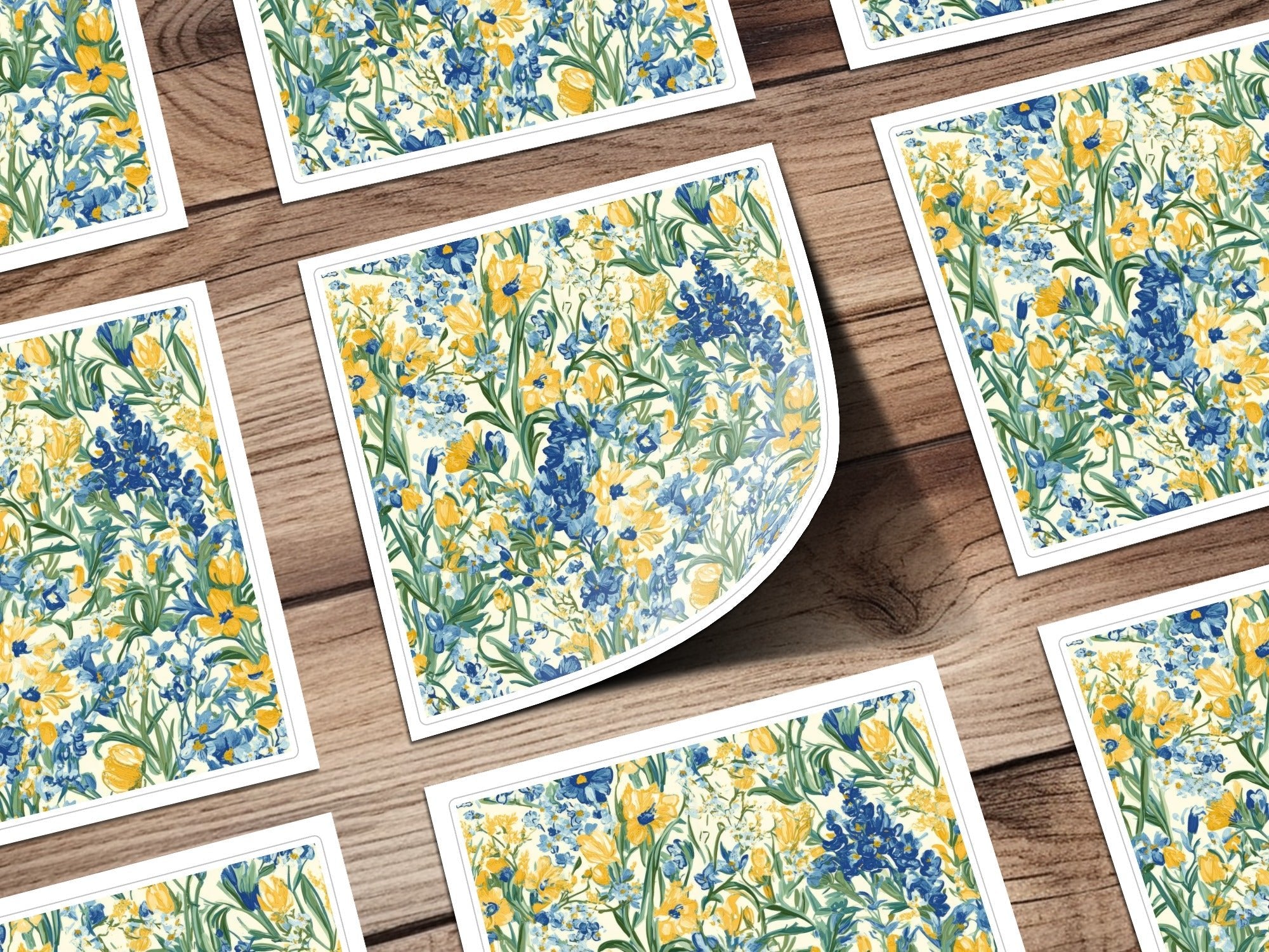 Van Gogh Seamless Pattern Blue Yellow Floral Seamless - Moore and Mountain