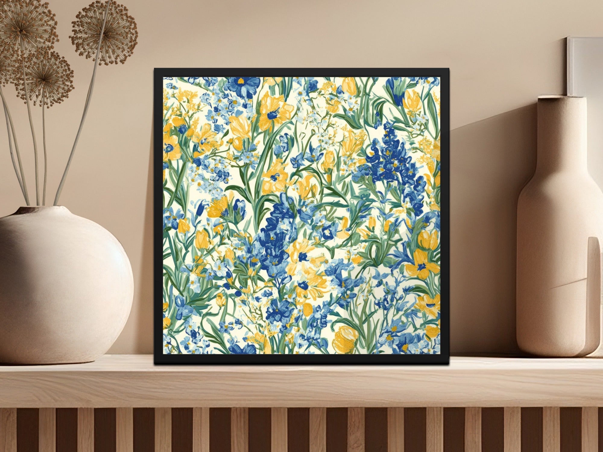 Van Gogh Seamless Pattern Blue Yellow Floral Seamless - Moore and Mountain