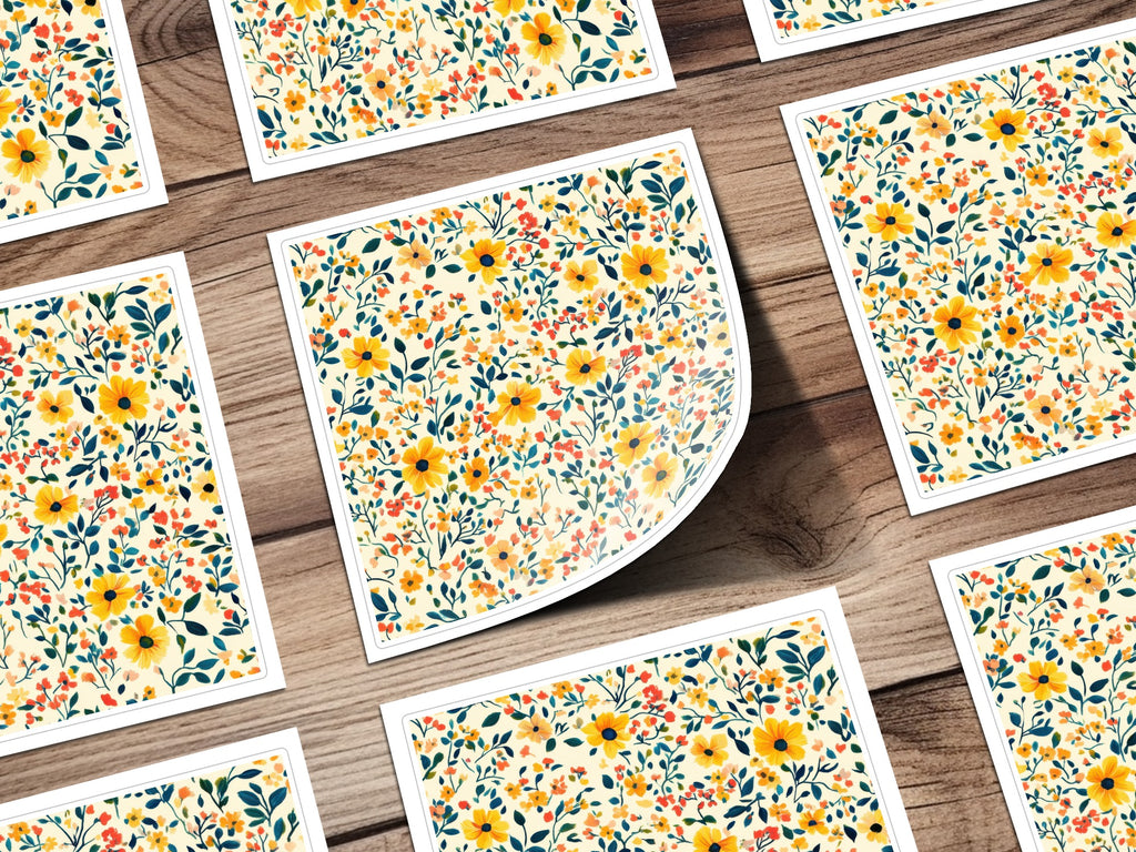 Colorful Floral Pattern Vinyl Sticker Sheet