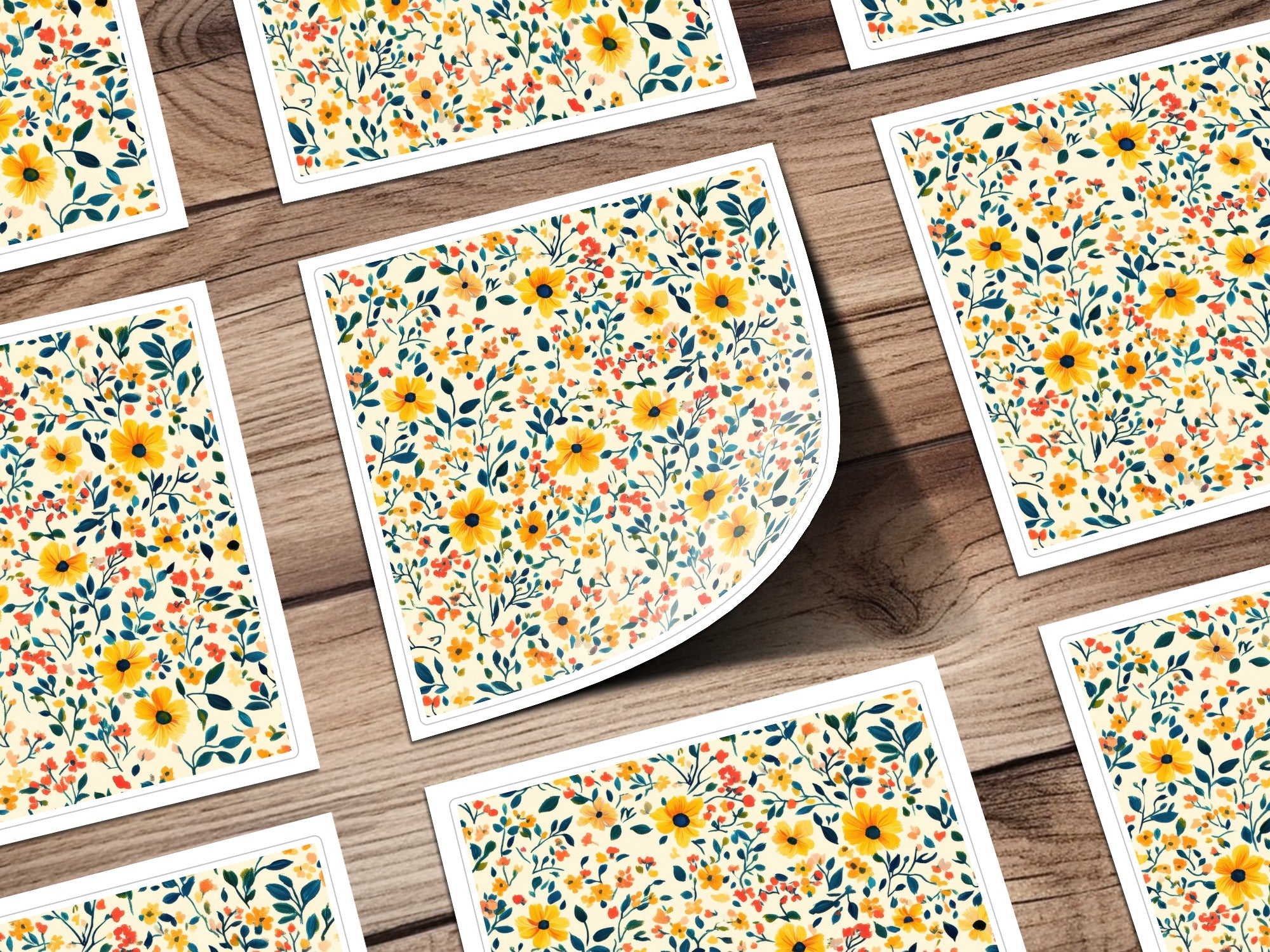 Colorful Floral Pattern Vinyl Sticker Sheet