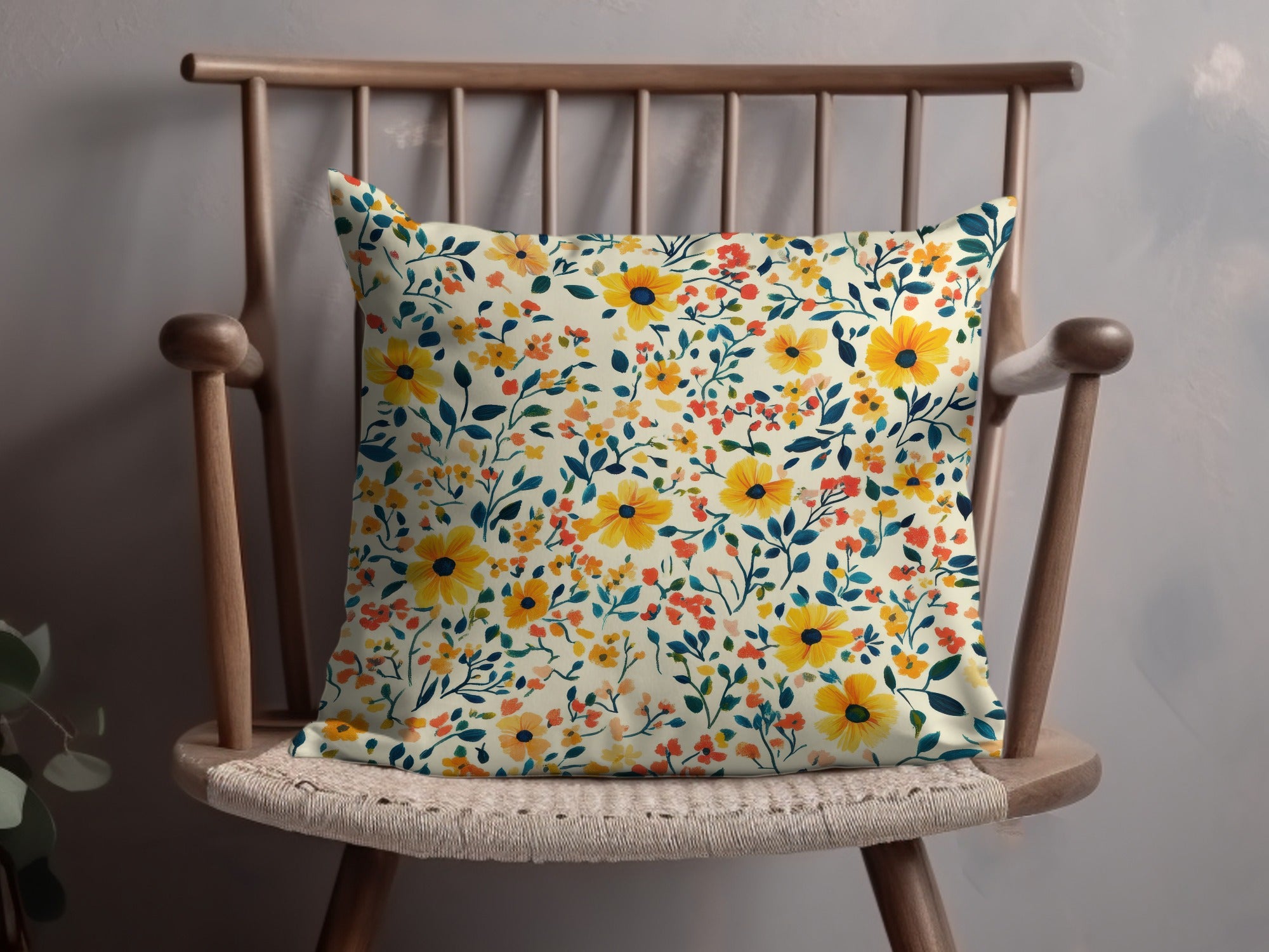 Bright Floral Cushion Cover for Stylish Home Decor