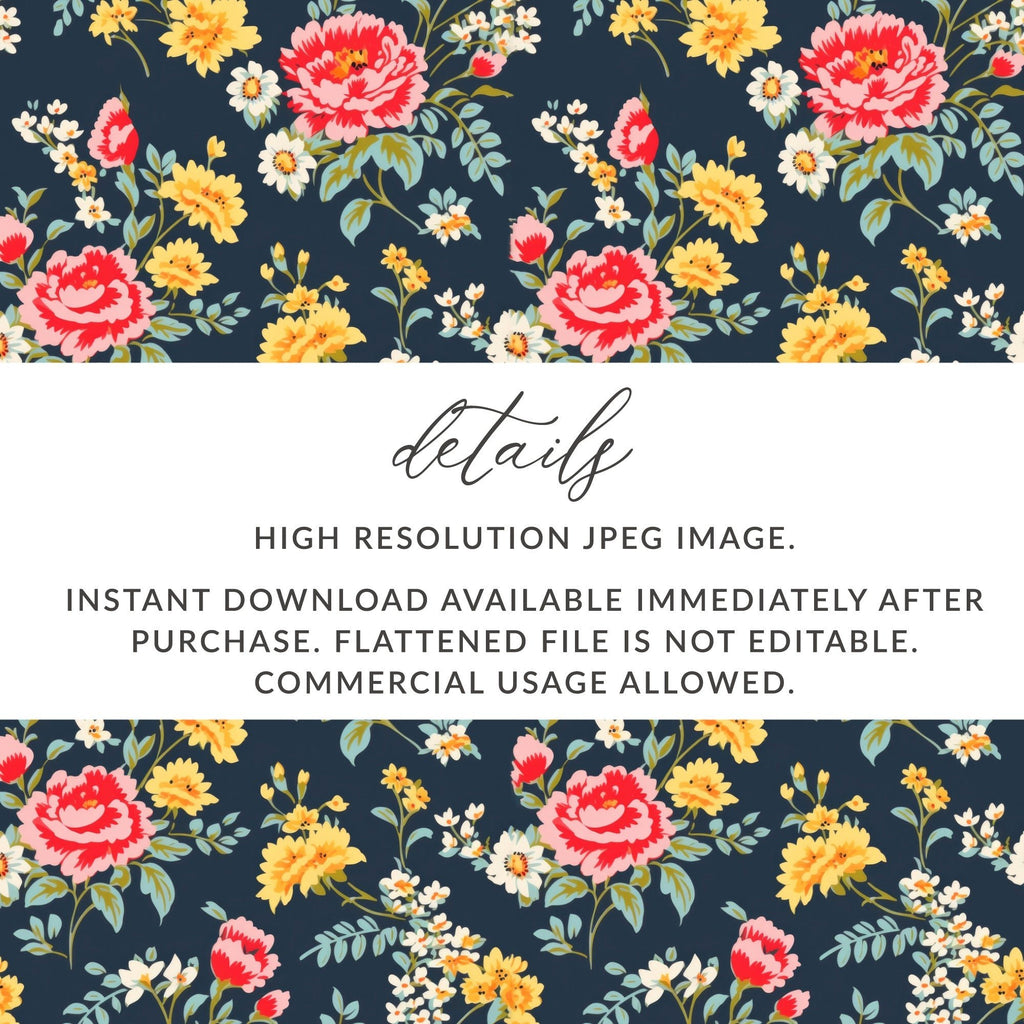Vibrant Floral Pattern with Red and Yellow Blooms Digital - Moore and Mountain