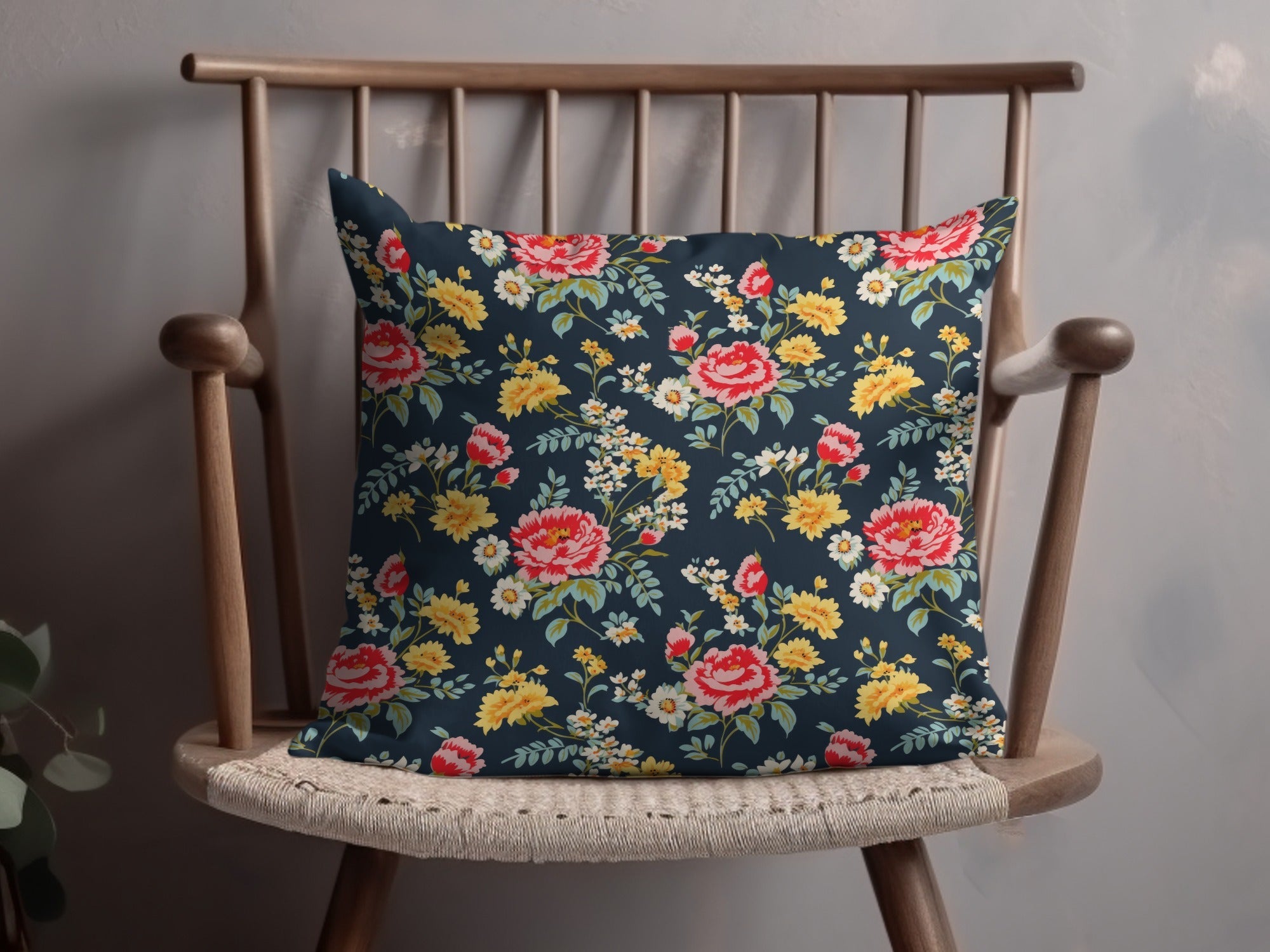 Vibrant Floral Pattern with Red and Yellow Blooms Digital - Moore and Mountain
