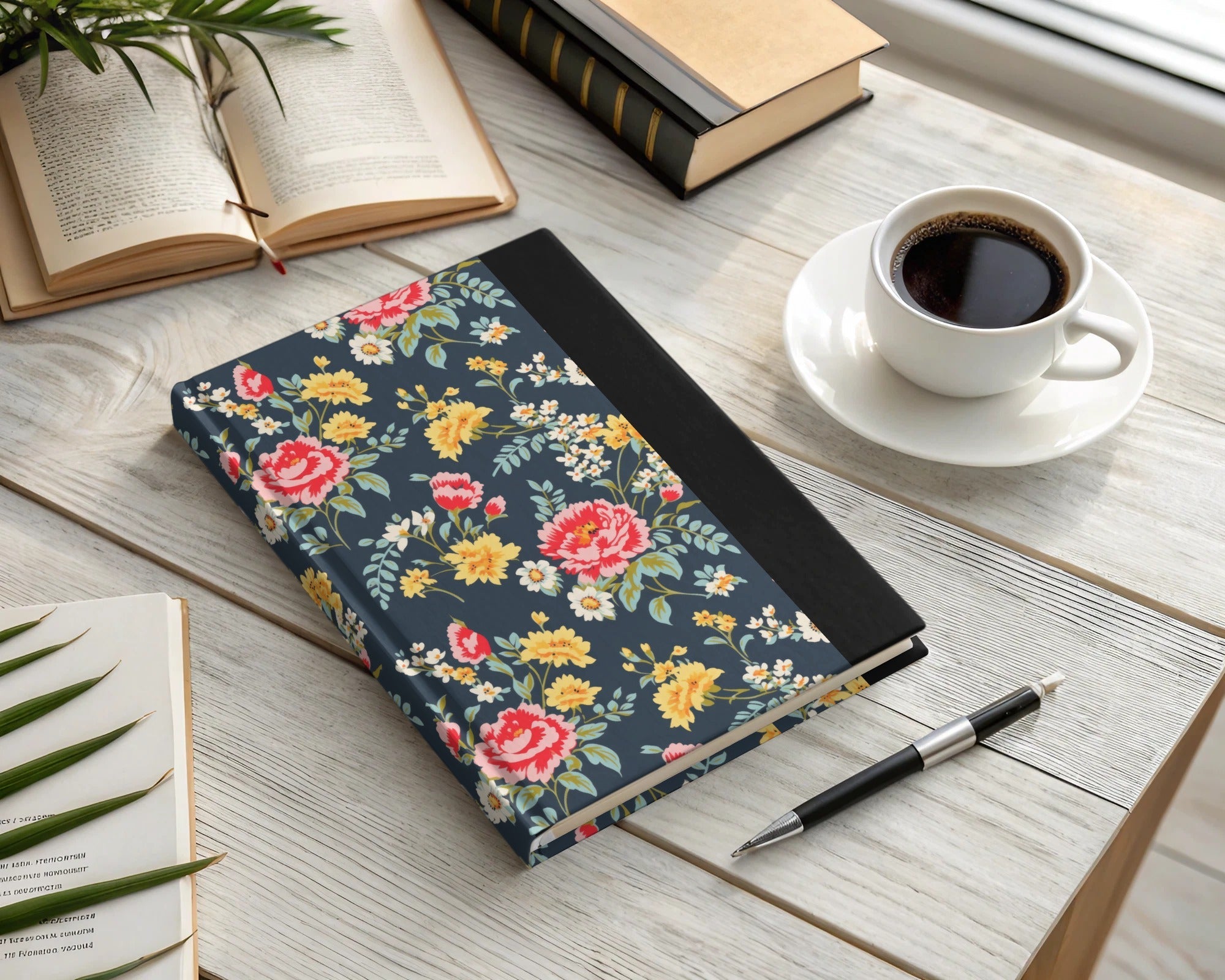 Vibrant Floral Pattern with Red and Yellow Blooms Digital - Moore and Mountain