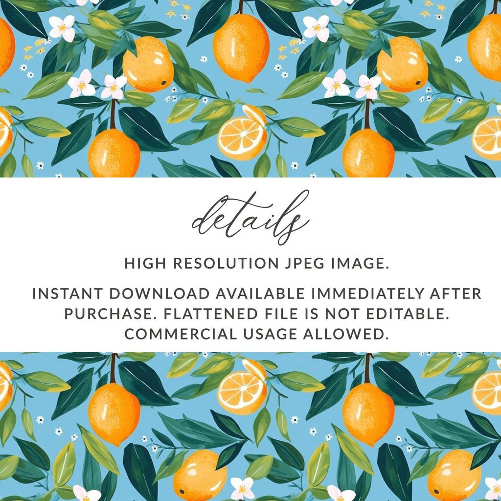 Vibrant Lemon Floral Seamless Pattern Artwork Digital - Moore and Mountain