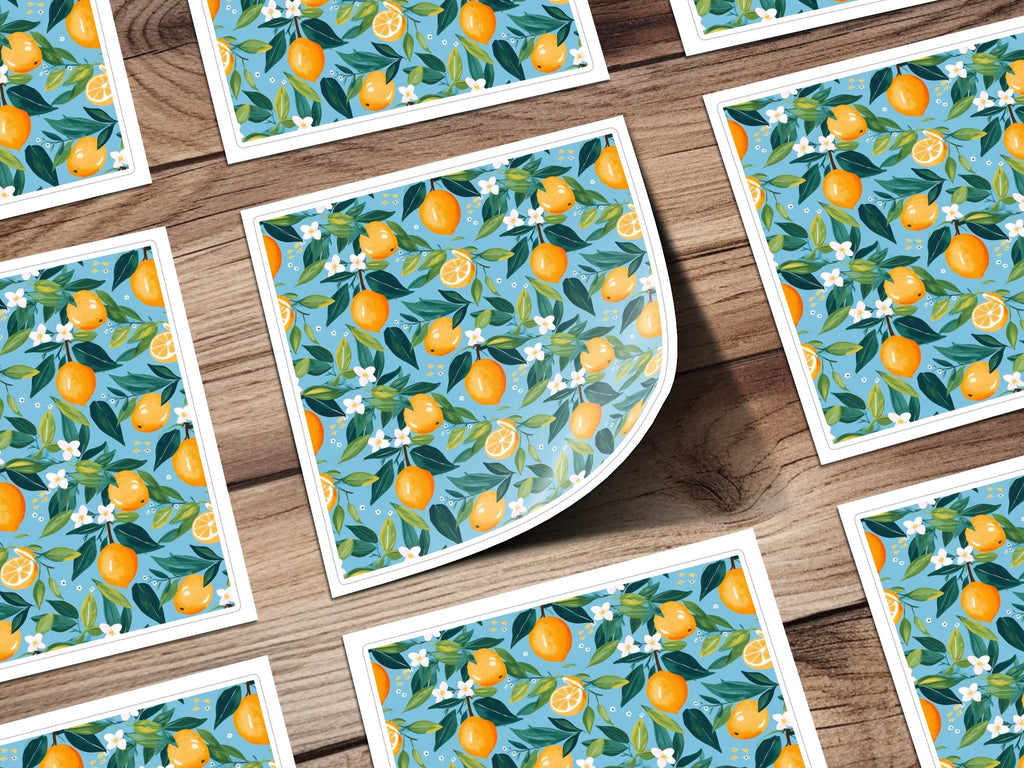 Vibrant Lemon Floral Seamless Pattern Artwork Digital - Moore and Mountain