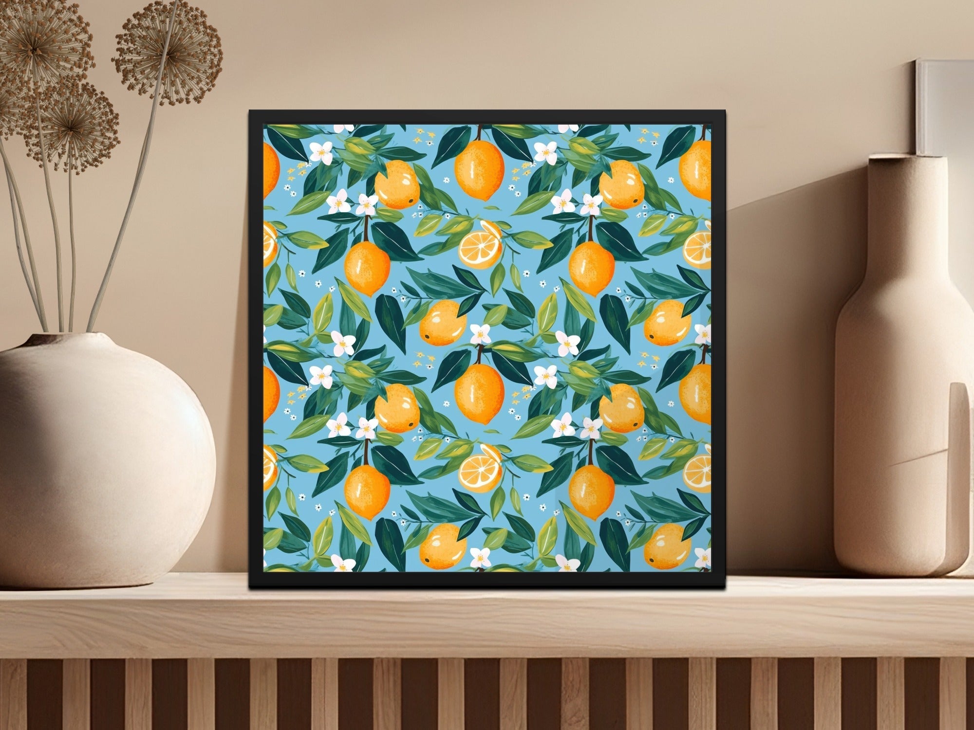 Vibrant Lemon Floral Seamless Pattern Artwork Digital - Moore and Mountain
