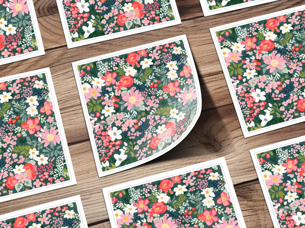 Colorful Floral Pattern Adhesive Decal Sticker Sheet