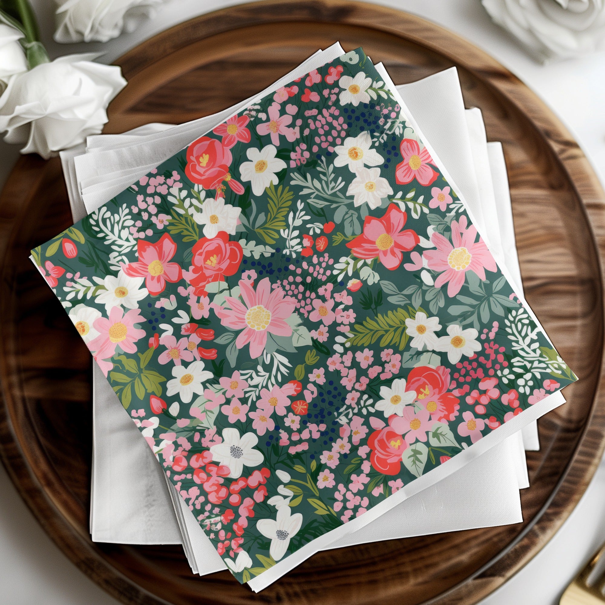 Colorful Floral Pattern Design Napkin for Elegant Dining