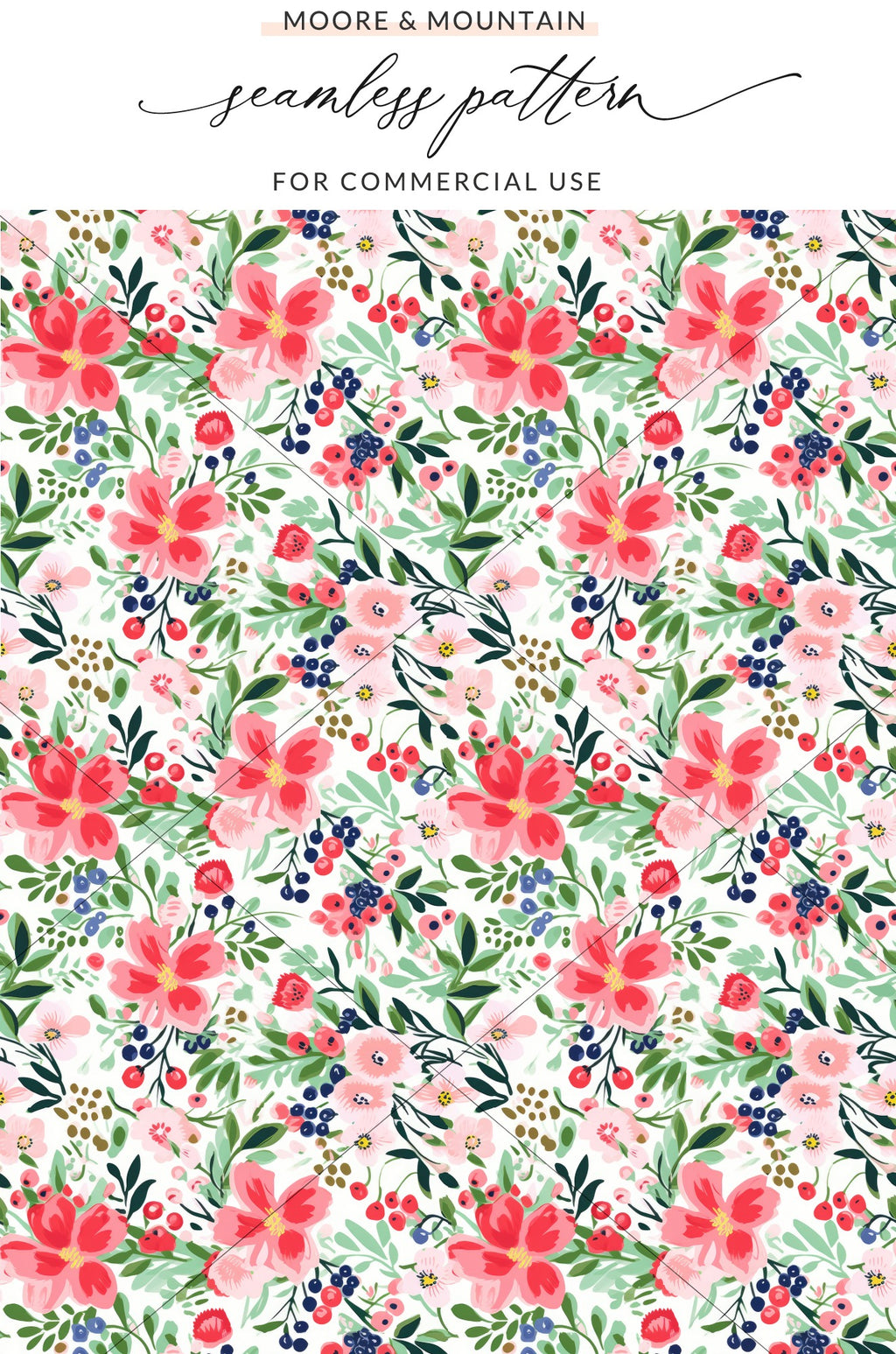 Vibrant Floral Seamless Pattern for Commercial Use