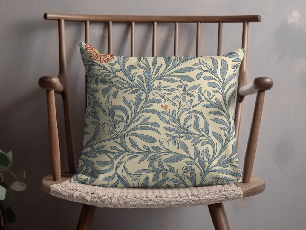 Victorian Vines and Flowers Seamless William Morris Vines Background Blue and Red Digital - Moore and Mountain