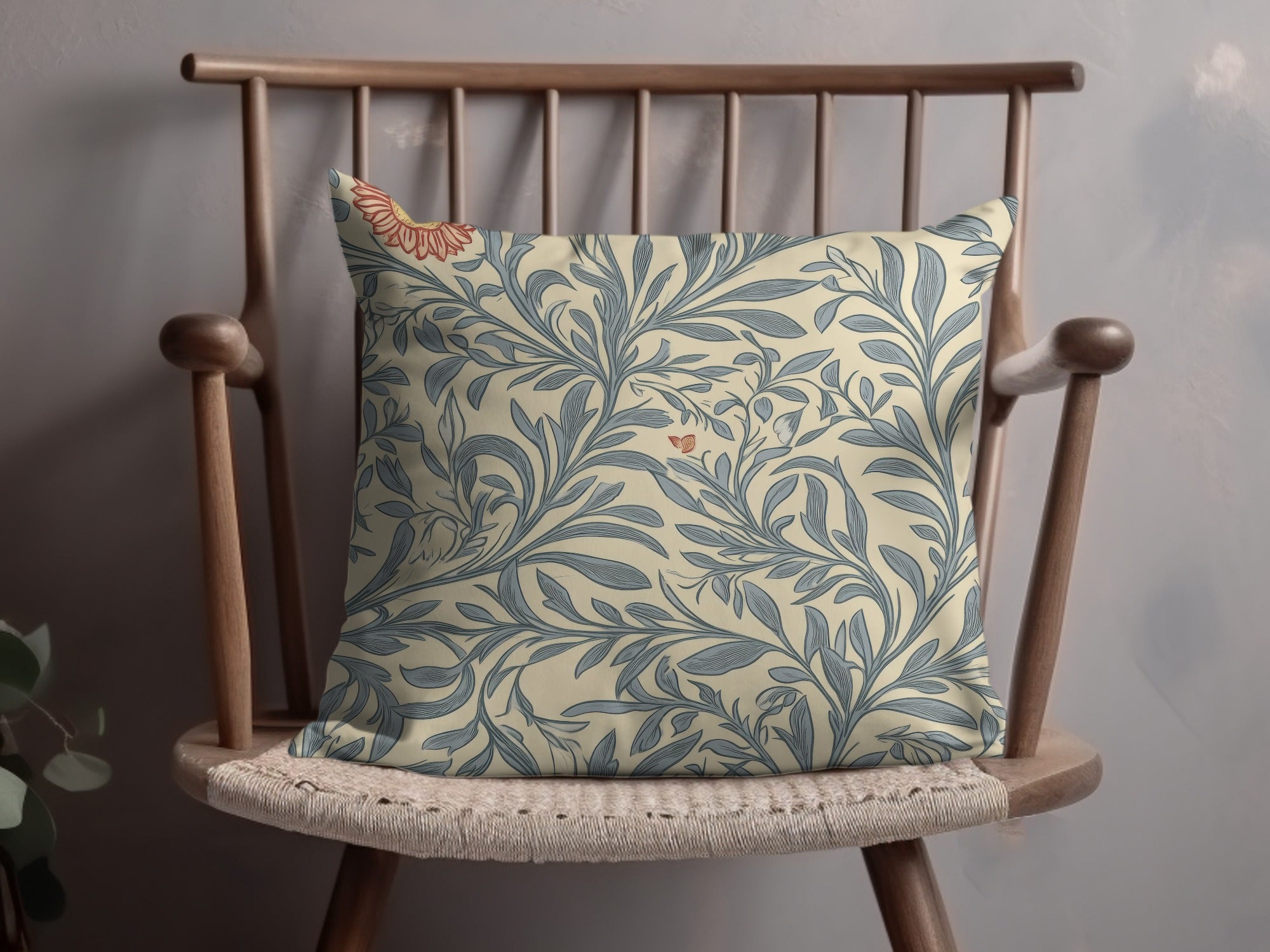 Victorian Vines and Flowers Seamless William Morris Vines Background Blue and Red Digital - Moore and Mountain