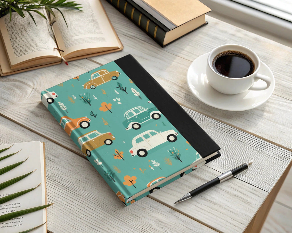 Vintage Car Pattern Digital Paper, Teal, Orange, Retro Vehicles, Scrapbooking Paper, Kids Fabric Design, Car Lover Gift, Digital Download - Moore and Mountain