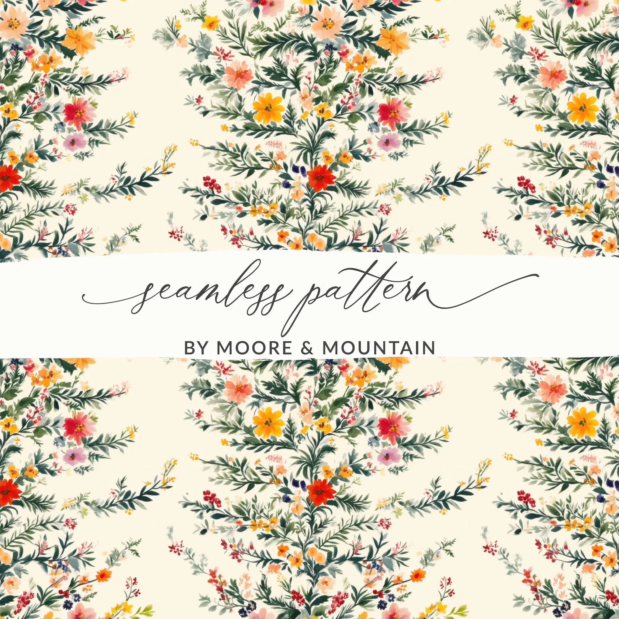 Vintage Christmas Branches Seamless Pattern Christmas Toile Seamless Pattern - Moore and Mountain