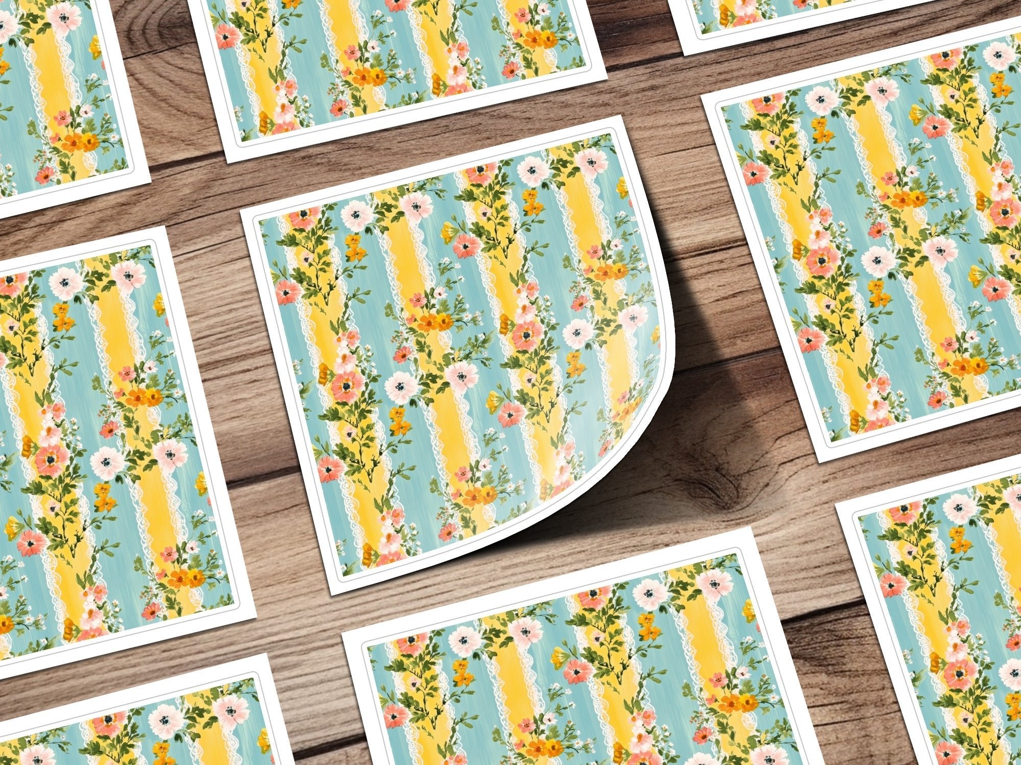 Vintage Floral Digital Paper, Seamless Pattern, Cottagecore Design, Fabric Print, Scrapbook Paper, Digital Download, Yellow and Blue - Moore and Mountain