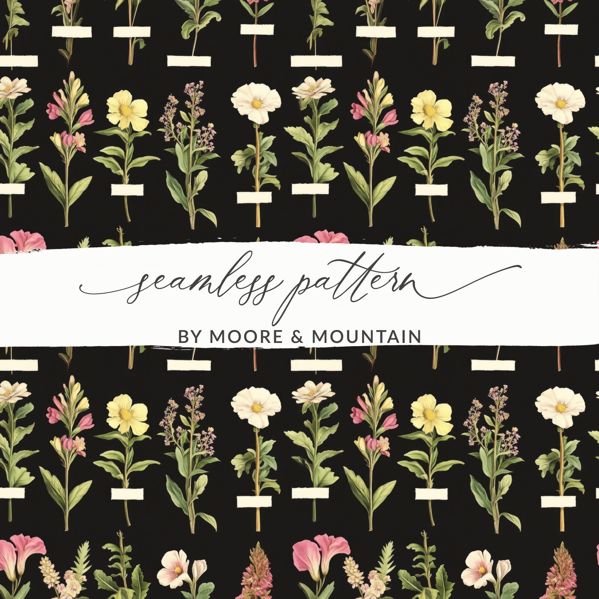 Vintage Floral Seamless Pattern Digital, Flower Background, Botanical Design, Fabric Print, Scrapbooking Paper, Floral Digital - Moore and Mountain