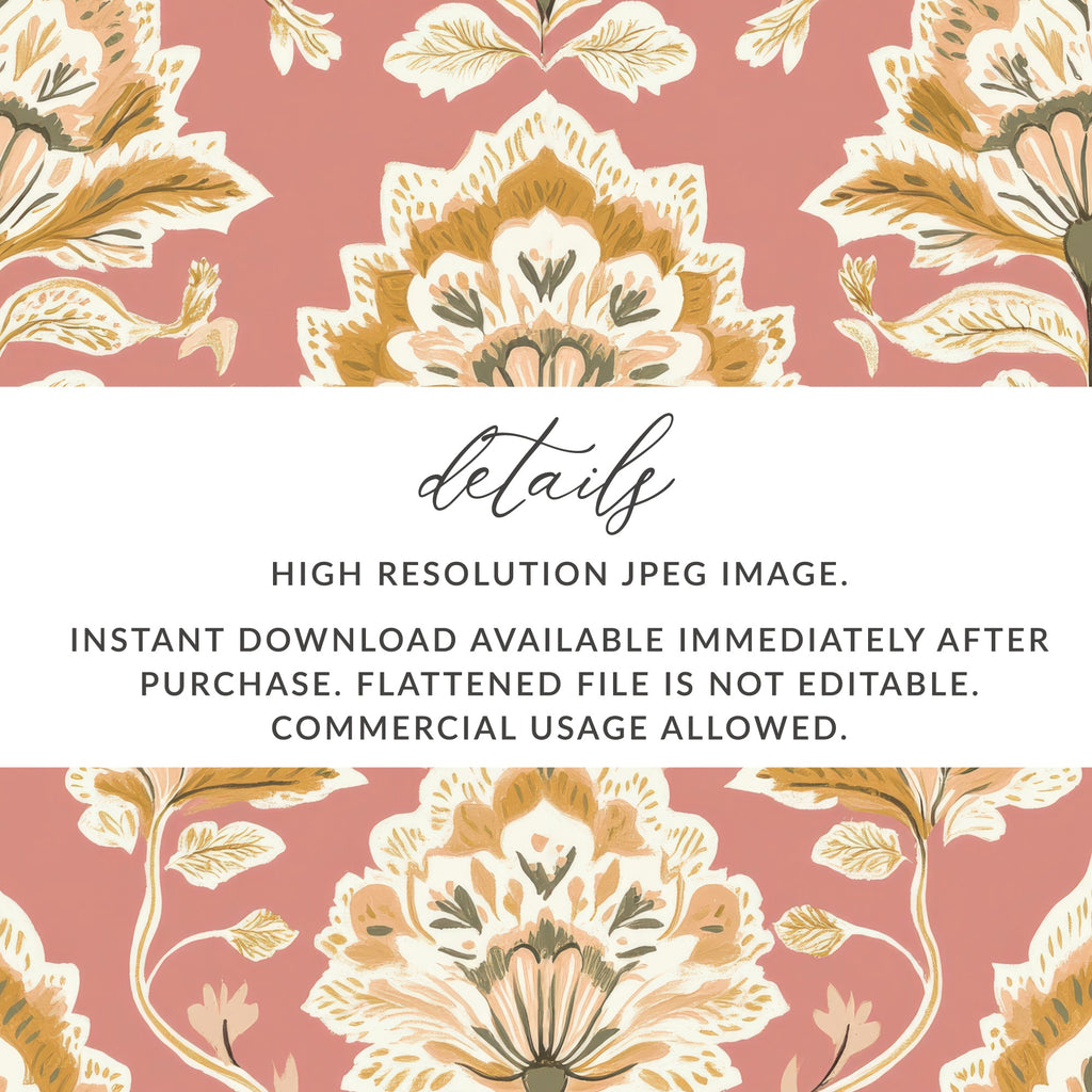 Vintage Inspired Kalamkari Seamless Indian Pattern Design - Moore and Mountain