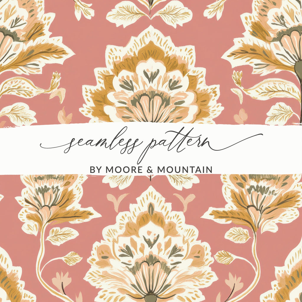 Vintage Inspired Kalamkari Seamless Indian Pattern Design - Moore and Mountain