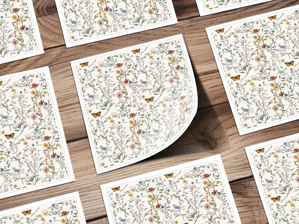 Vintage Wildflower Seamless Pattern Butterfly and Floral Pattern Delicate Illustration Download - Moore and Mountain