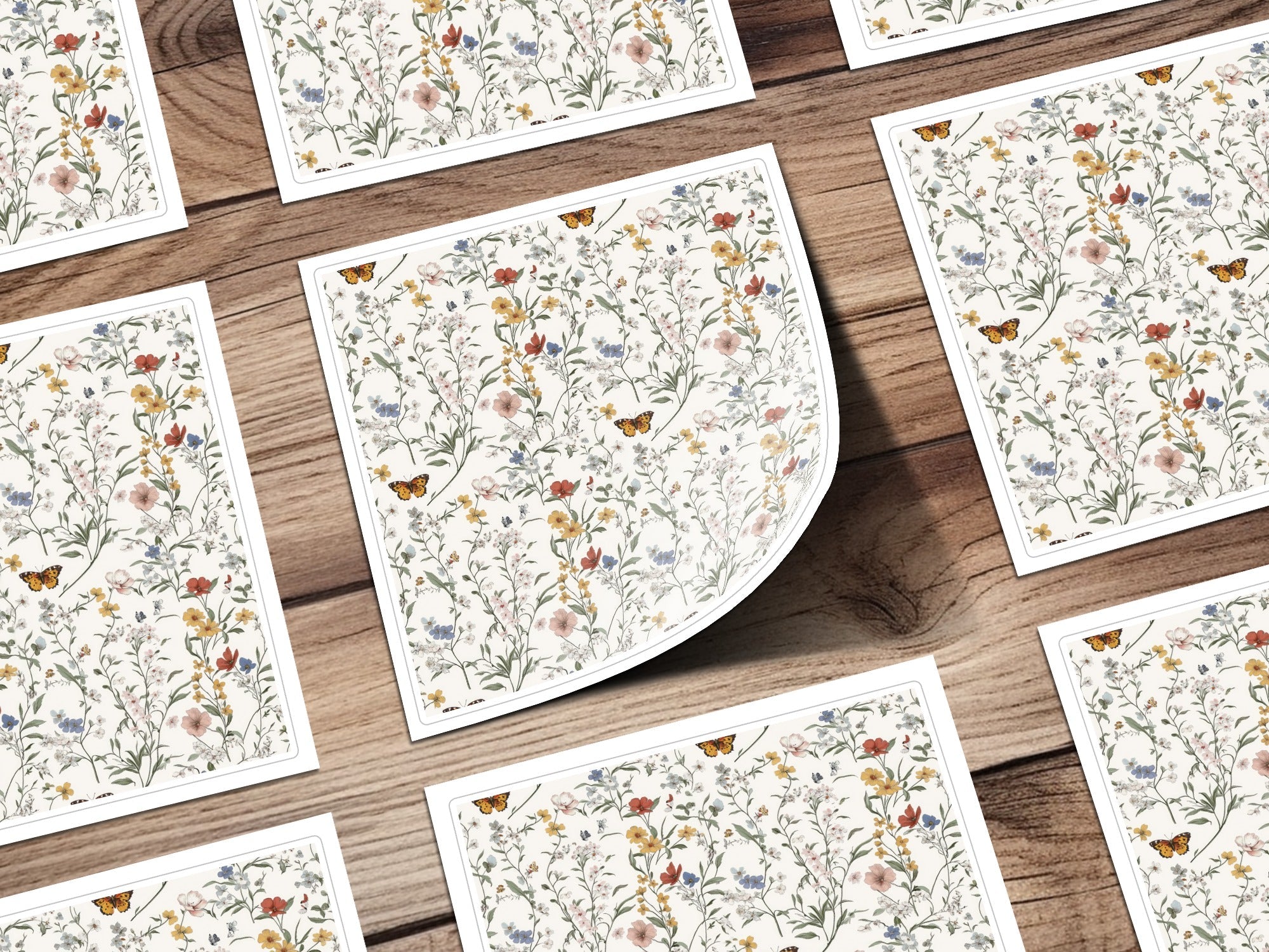 Vintage Wildflower Seamless Pattern Butterfly and Floral Pattern Delicate Illustration Download - Moore and Mountain