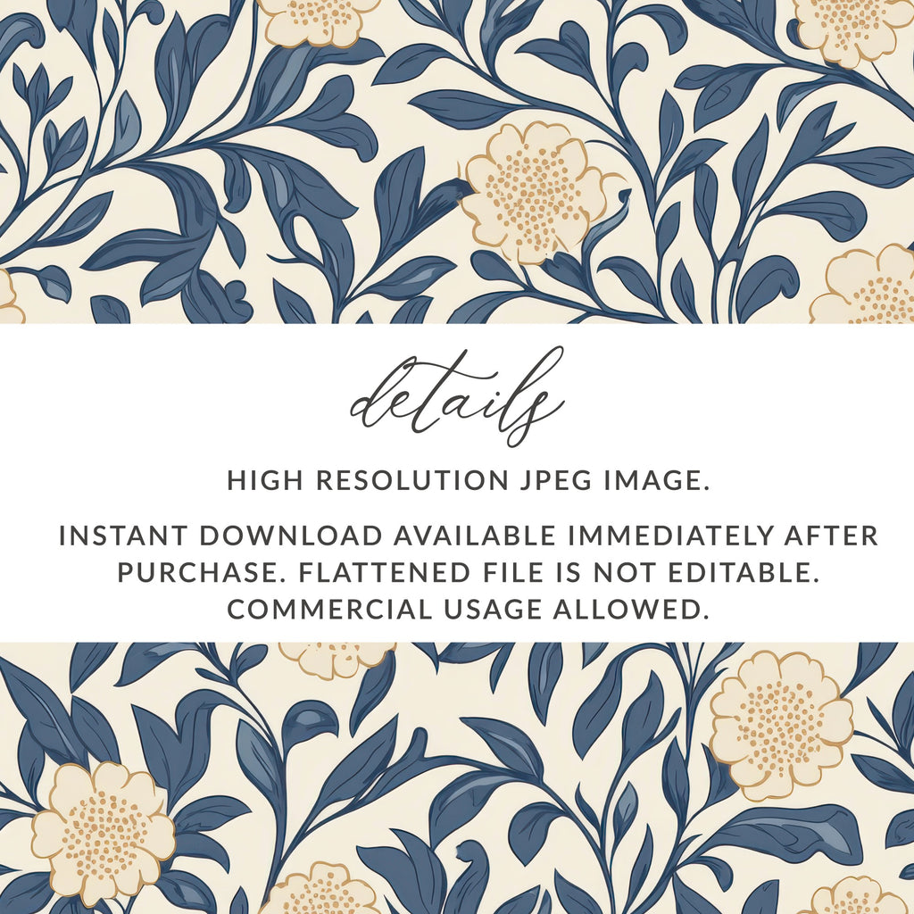 Vintage William Morris Digital Print For Commercial Use Vines Background Digital - Moore and Mountain