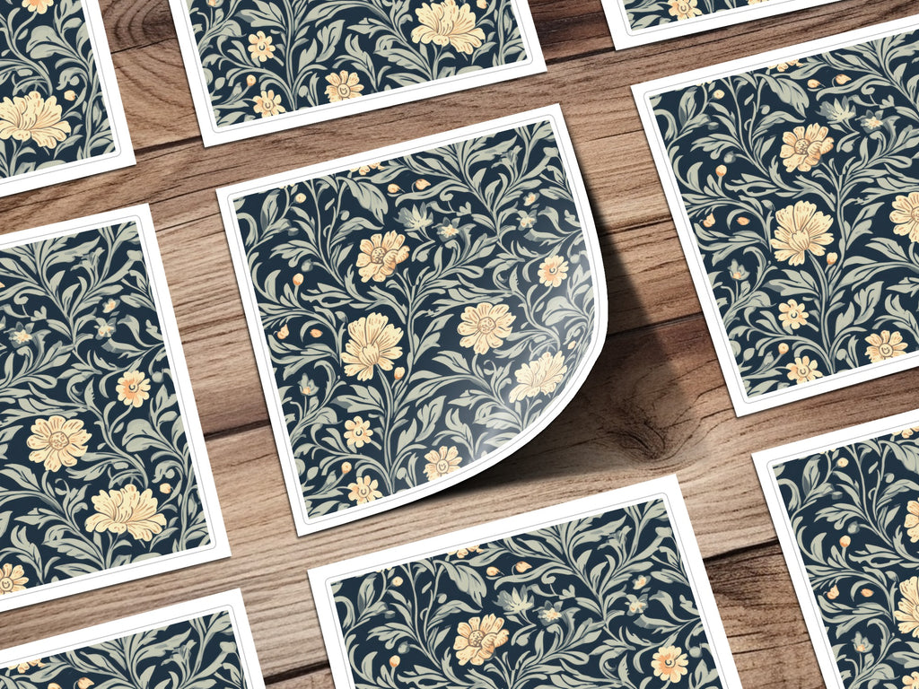 Vintage William Morris Seamless Pattern Blue Gold Digital - Moore and Mountain