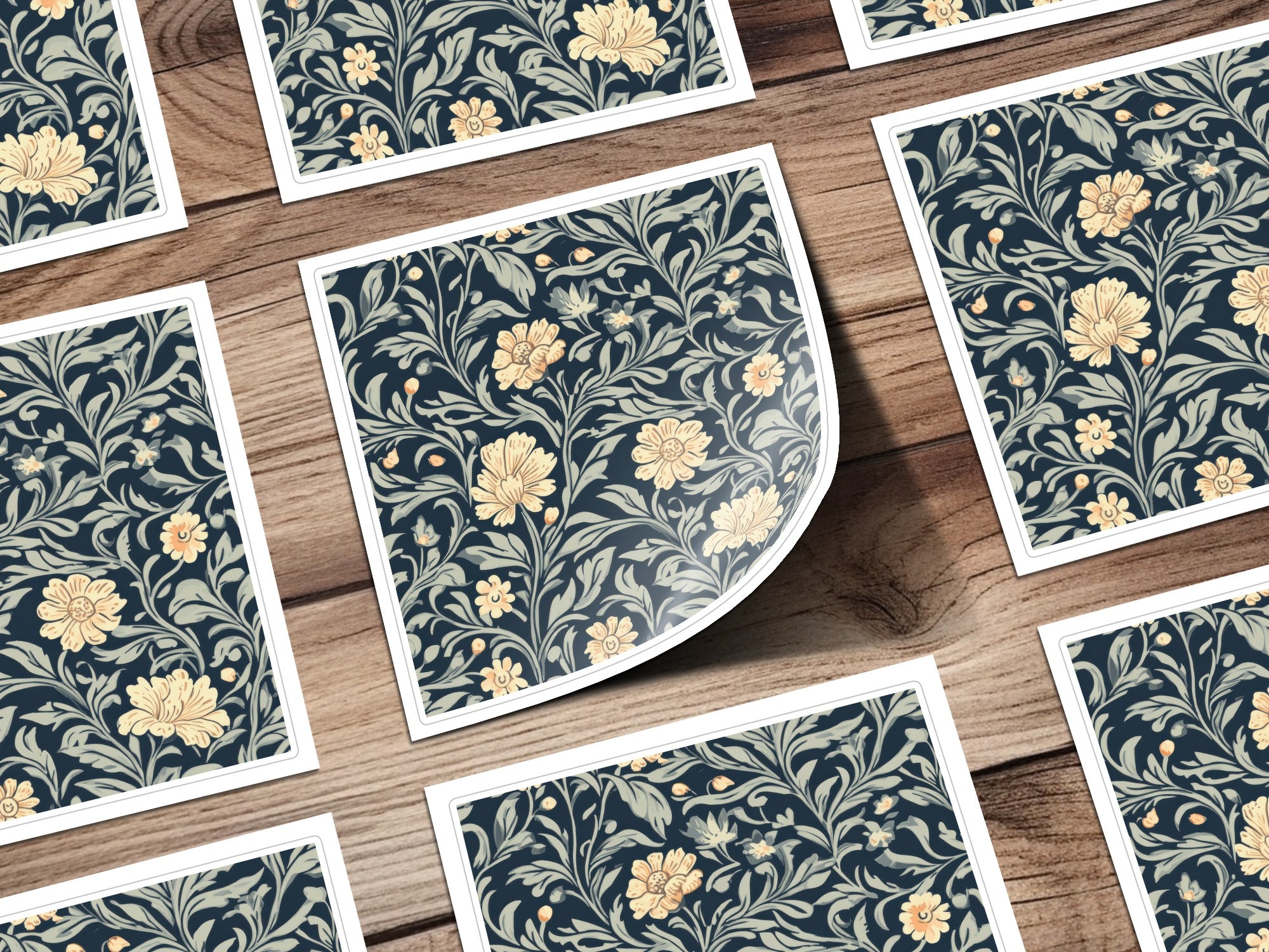 Vintage William Morris Seamless Pattern Blue Gold Digital - Moore and Mountain