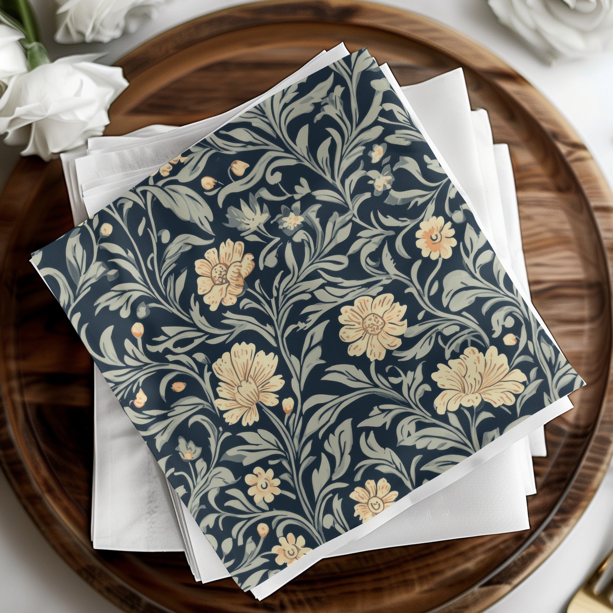 Vintage William Morris Seamless Pattern Blue Gold Digital - Moore and Mountain