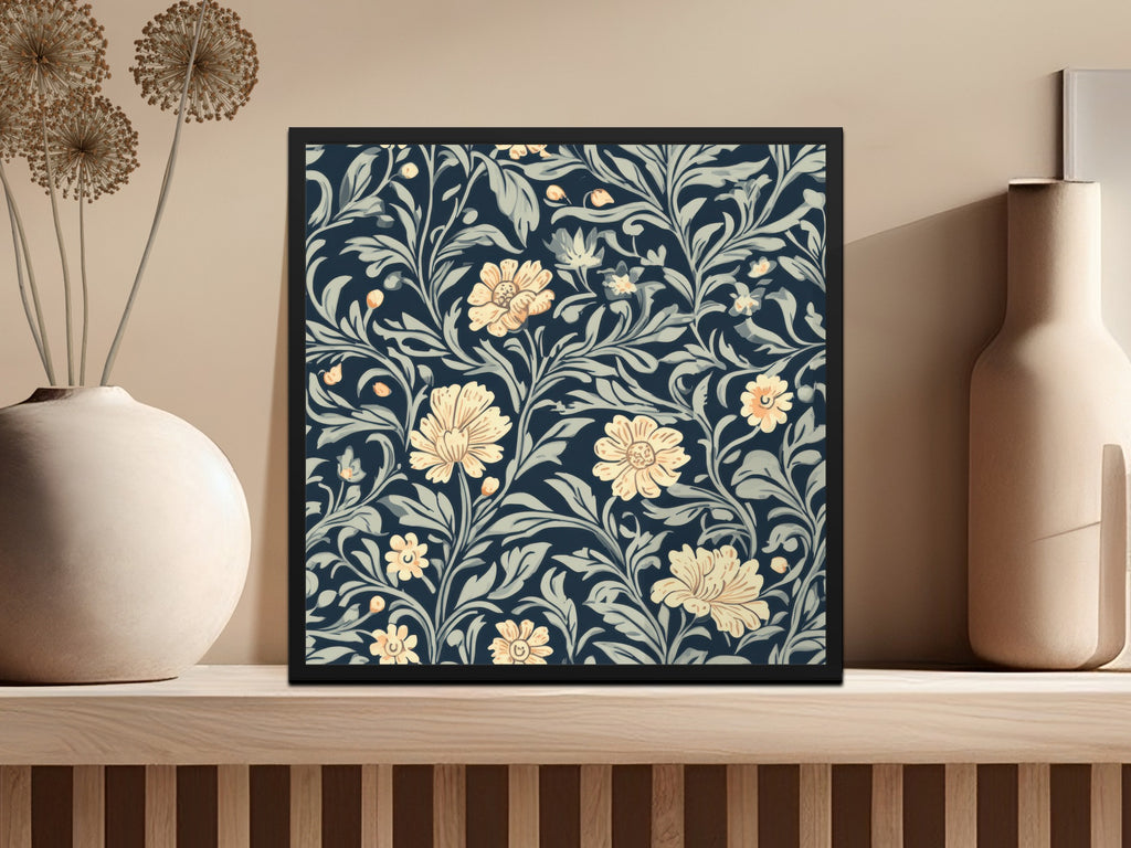 Vintage William Morris Seamless Pattern Blue Gold Digital - Moore and Mountain