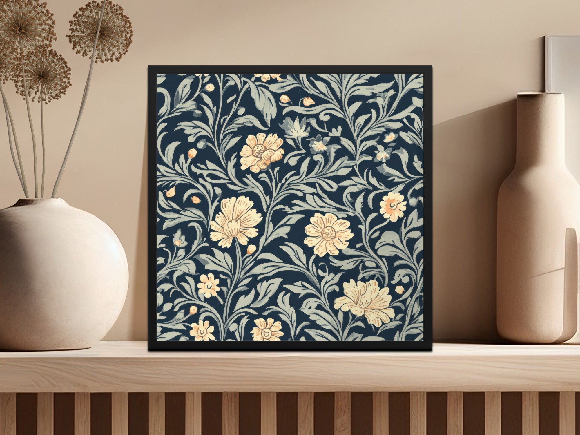 Vintage William Morris Seamless Pattern Blue Gold Digital - Moore and Mountain
