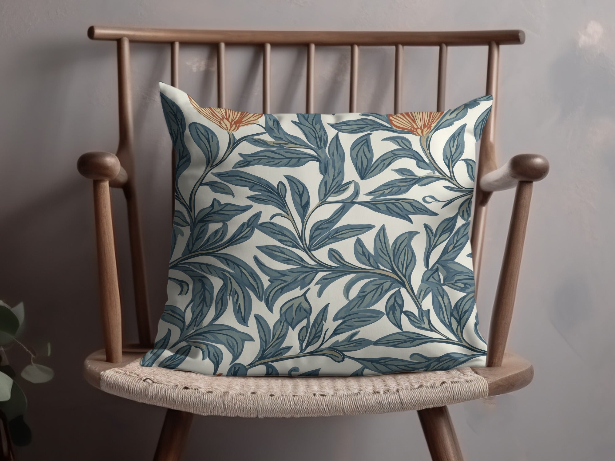 Vintage William Morris Vines Print, Seamless Background Blue Orange Digital - Moore and Mountain