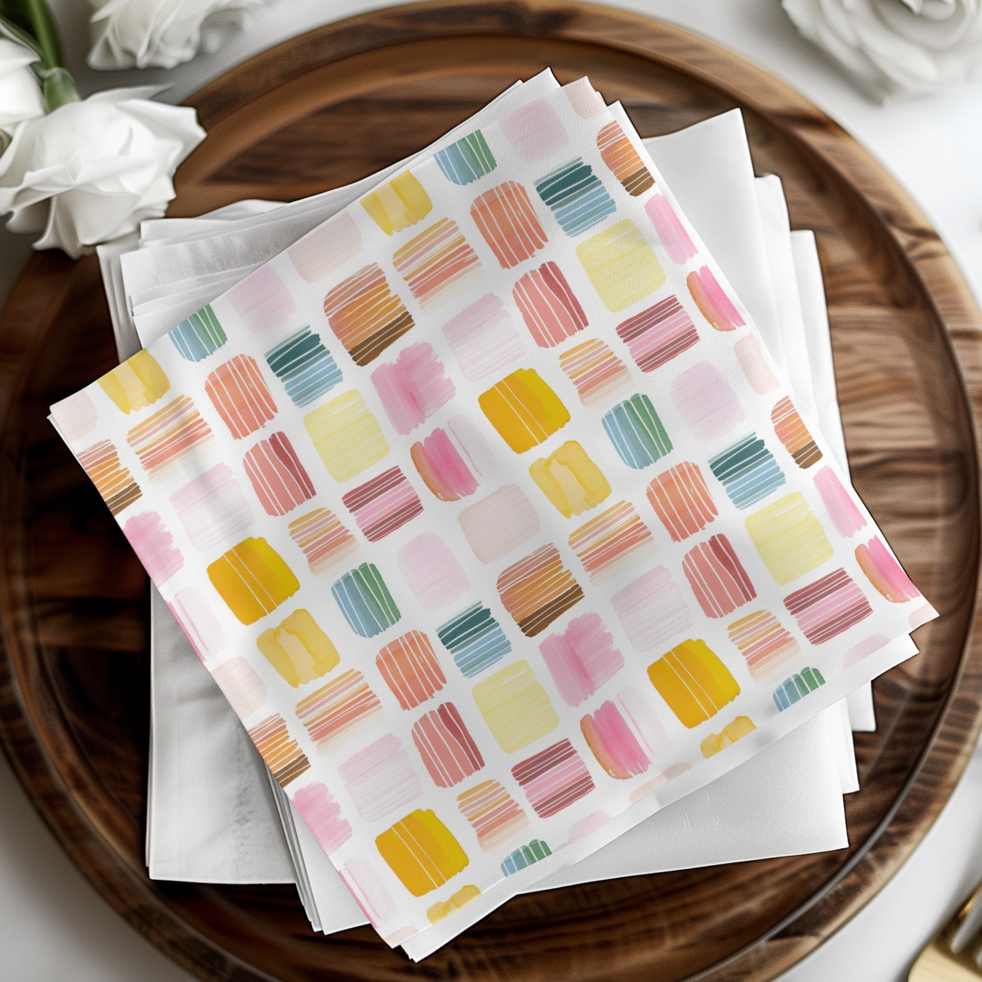 Watercolor Abstract Digital Paper, Pink Yellow Blue Seamless Pattern, Neutral Tone Scrapbook Paper, Modern Art Print, Digital Download - Moore and Mountain