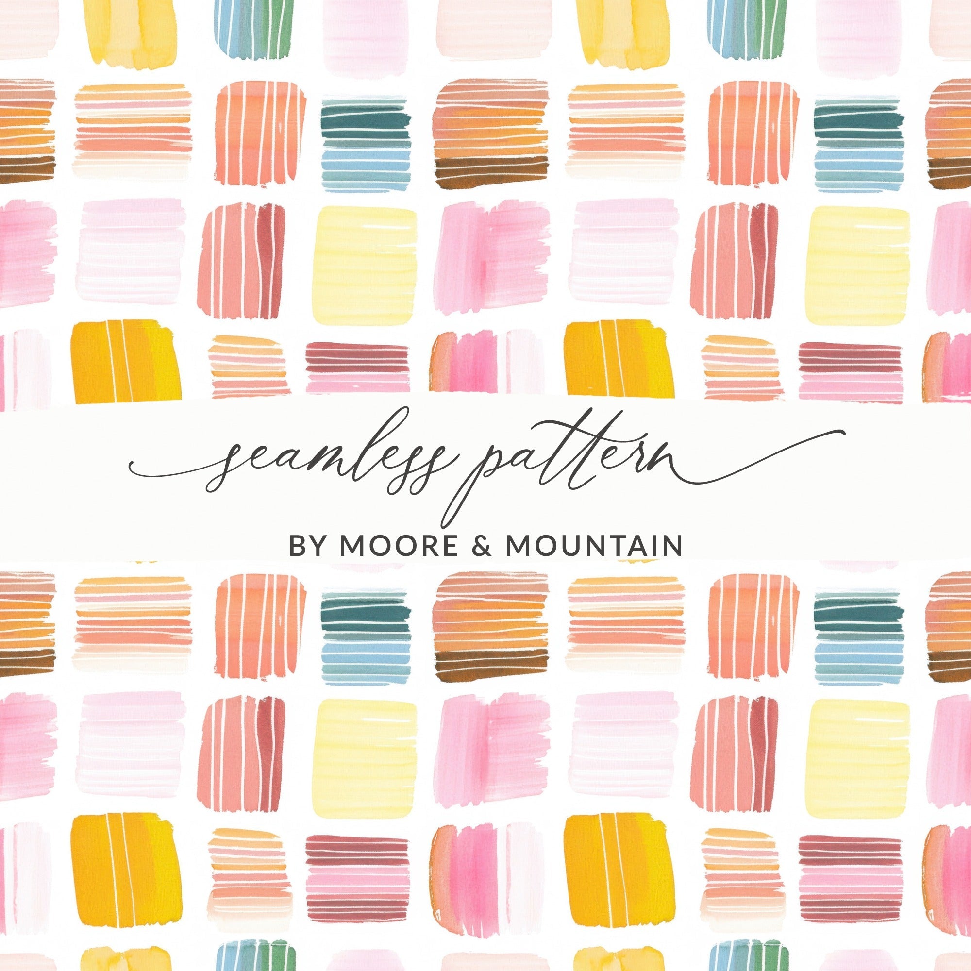 Watercolor Abstract Digital Paper, Pink Yellow Blue Seamless Pattern, Neutral Tone Scrapbook Paper, Modern Art Print, Digital Download - Moore and Mountain
