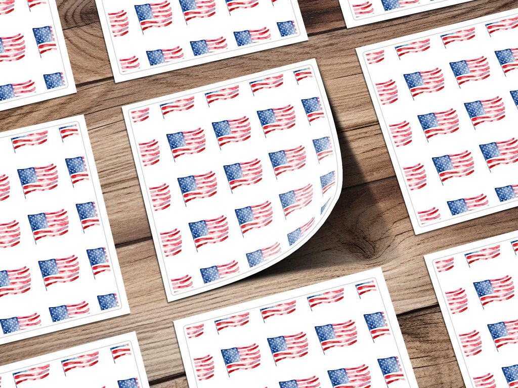Watercolor American Flag Seamless Pattern Digital Paper, Patriotic Print, USA Fabric Design, July 4th Digital Download, Scrapbook Paper - Moore and Mountain