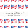 Watercolor American Flag Seamless Pattern Digital Paper, Patriotic Print, USA Fabric Design, July 4th Digital Download, Scrapbook Paper - Moore and Mountain