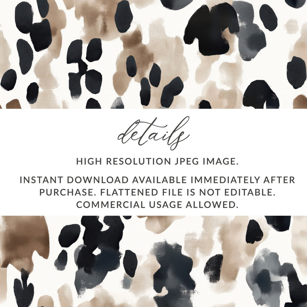 Watercolor Animal Print, Cow Spots Digital Paper, Seamless Pattern, Neutral Aesthetic, Trendy Design, Download Includes 2 JPEG Files - Moore and Mountain