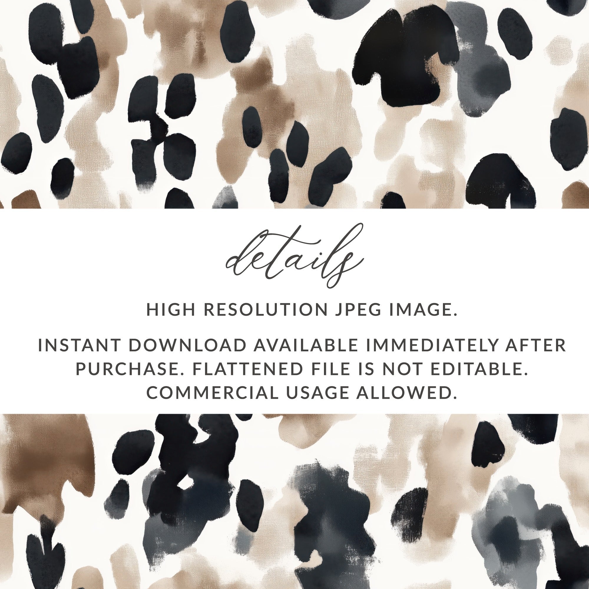 Watercolor Animal Print, Cow Spots Digital Paper, Seamless Pattern, Neutral Aesthetic, Trendy Design, Download Includes 2 JPEG Files - Moore and Mountain
