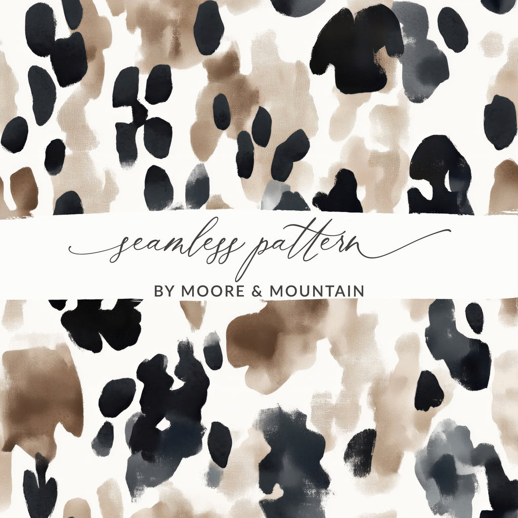 Watercolor Animal Print, Cow Spots Digital Paper, Seamless Pattern, Neutral Aesthetic, Trendy Design, Download Includes 2 JPEG Files - Moore and Mountain
