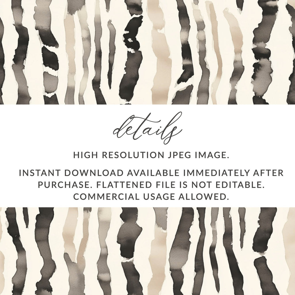 Watercolor Animal Print Digital Download, Neutral Zebra Stripes, Seamless Pattern, Repeating Background, Animal Print Wallpaper (138 - Moore and Mountain