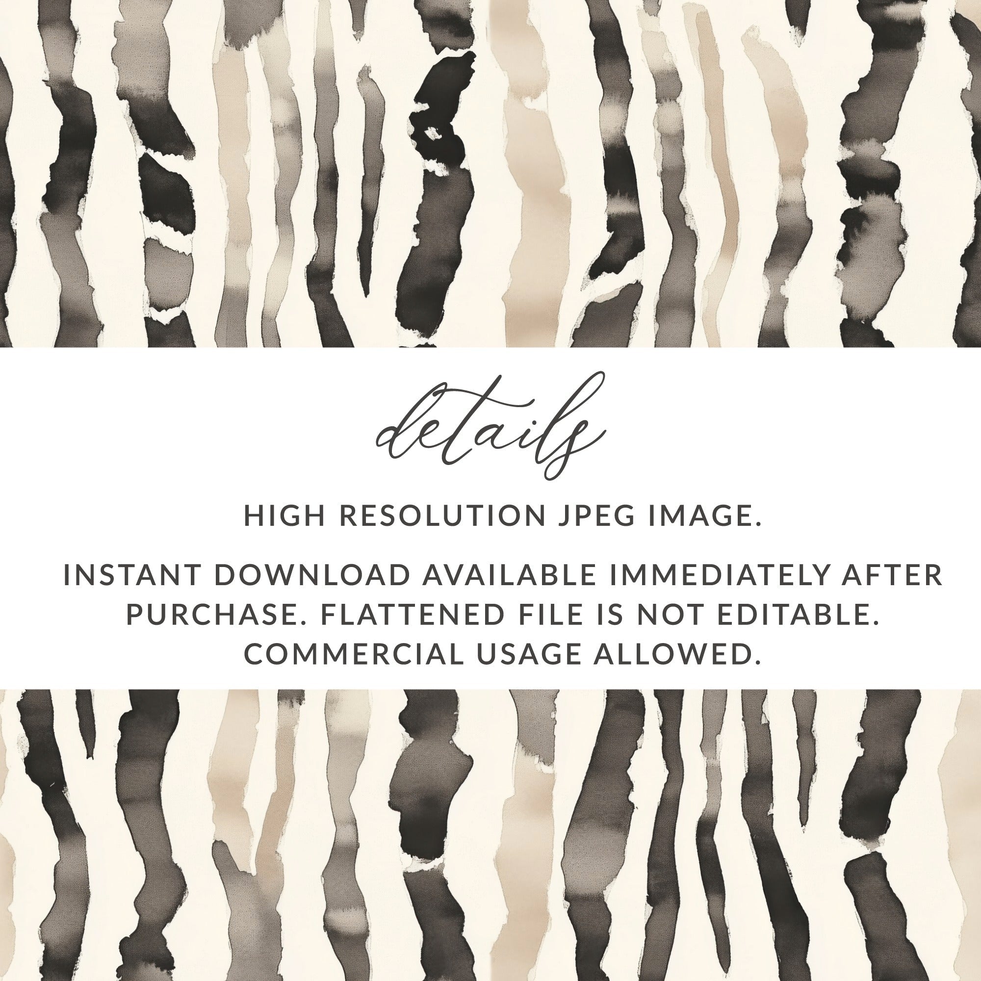 Watercolor Animal Print Digital Download, Neutral Zebra Stripes, Seamless Pattern, Repeating Background, Animal Print Wallpaper (138 - Moore and Mountain