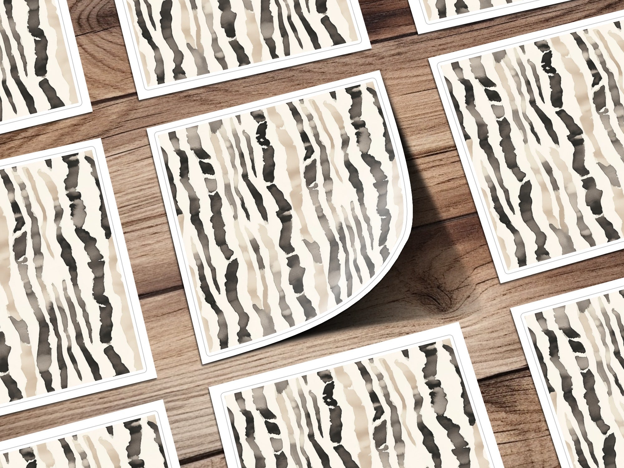 Watercolor Animal Print Digital Download, Neutral Zebra Stripes, Seamless Pattern, Repeating Background, Animal Print Wallpaper (138 - Moore and Mountain